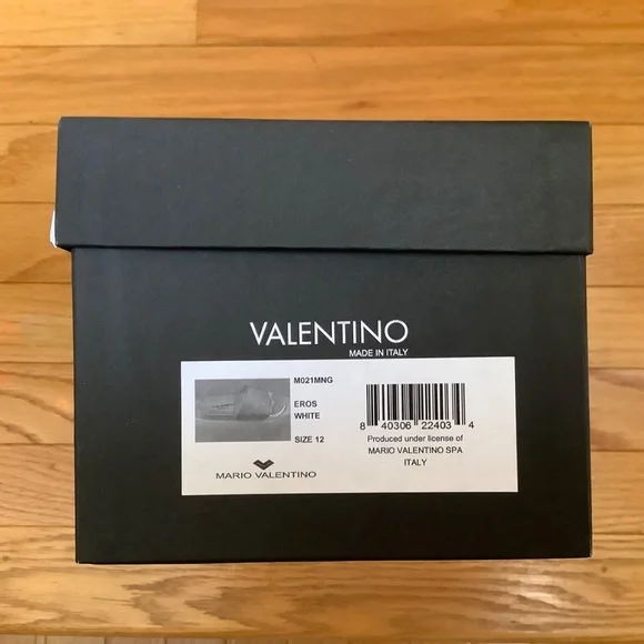 VALENTINO BY MARIO VALENTINO Eros Monogram Leather Slide Sandal Men White SZ 12